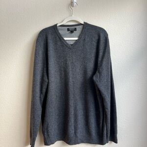 Nordstrom Men's Gray V-Neck 100% Cashmere Sweater, XL
